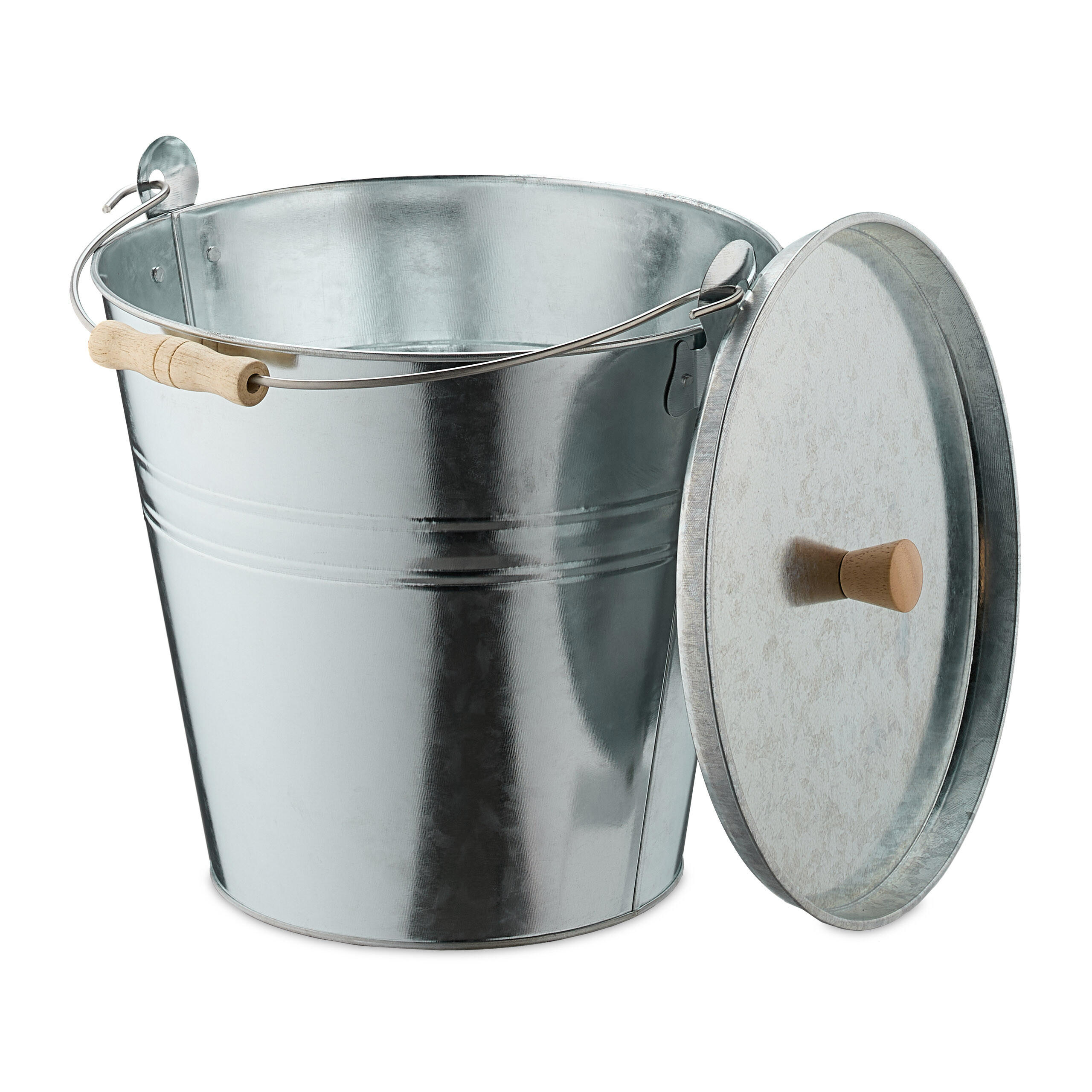 ASCHEEIMER - Silberfarben, Holz/Metall (33/30/31cm) - Relaxdays
