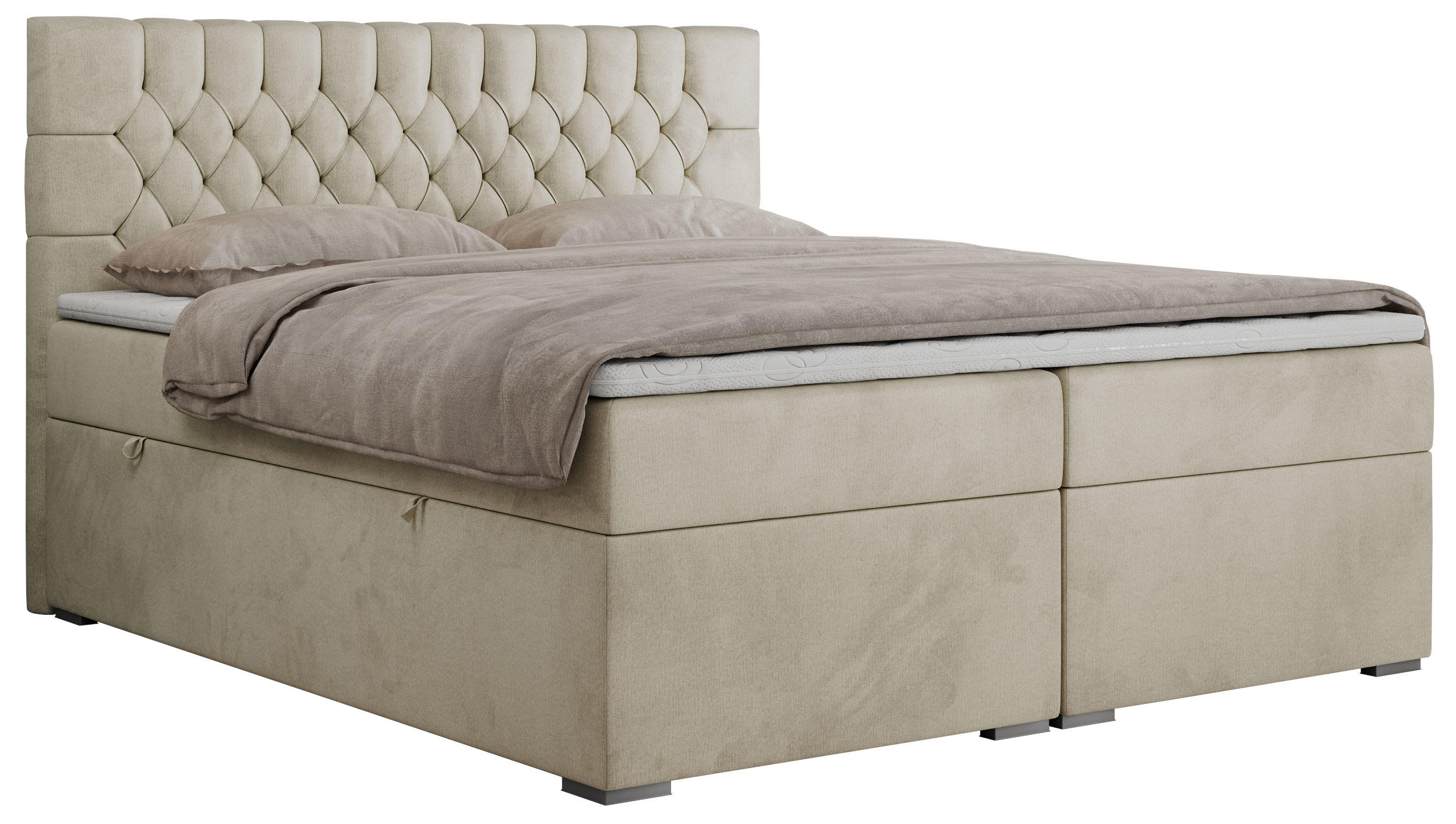 BOXBETT PERA 120/200 Beige Velvet - H3 - Beige, Holz/Textil (120/200cm) - MKS