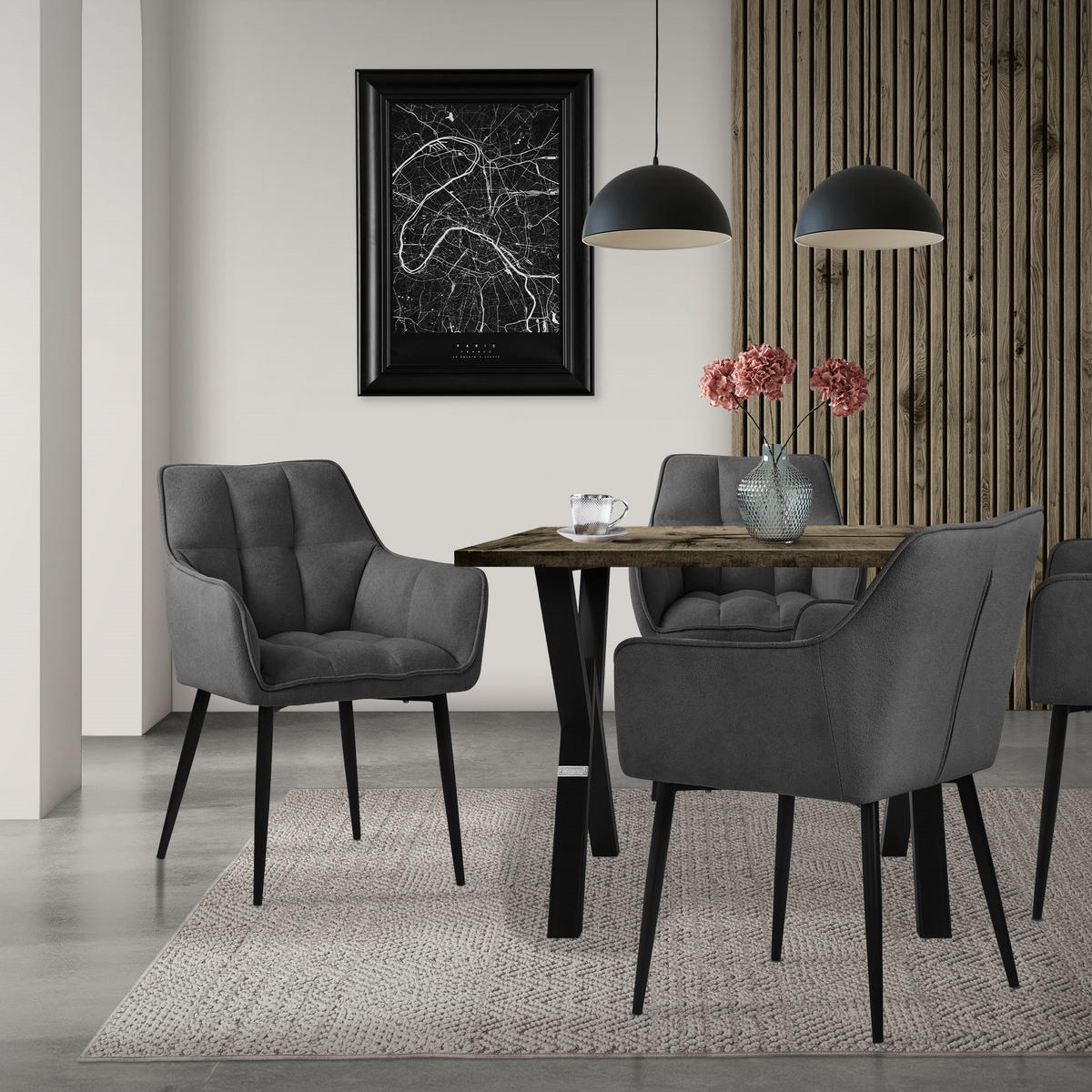 ESSZIMMERSTUHL dunkelgrau - Dunkelgrau, Textil (63/90/57cm) - ML-DESIGN