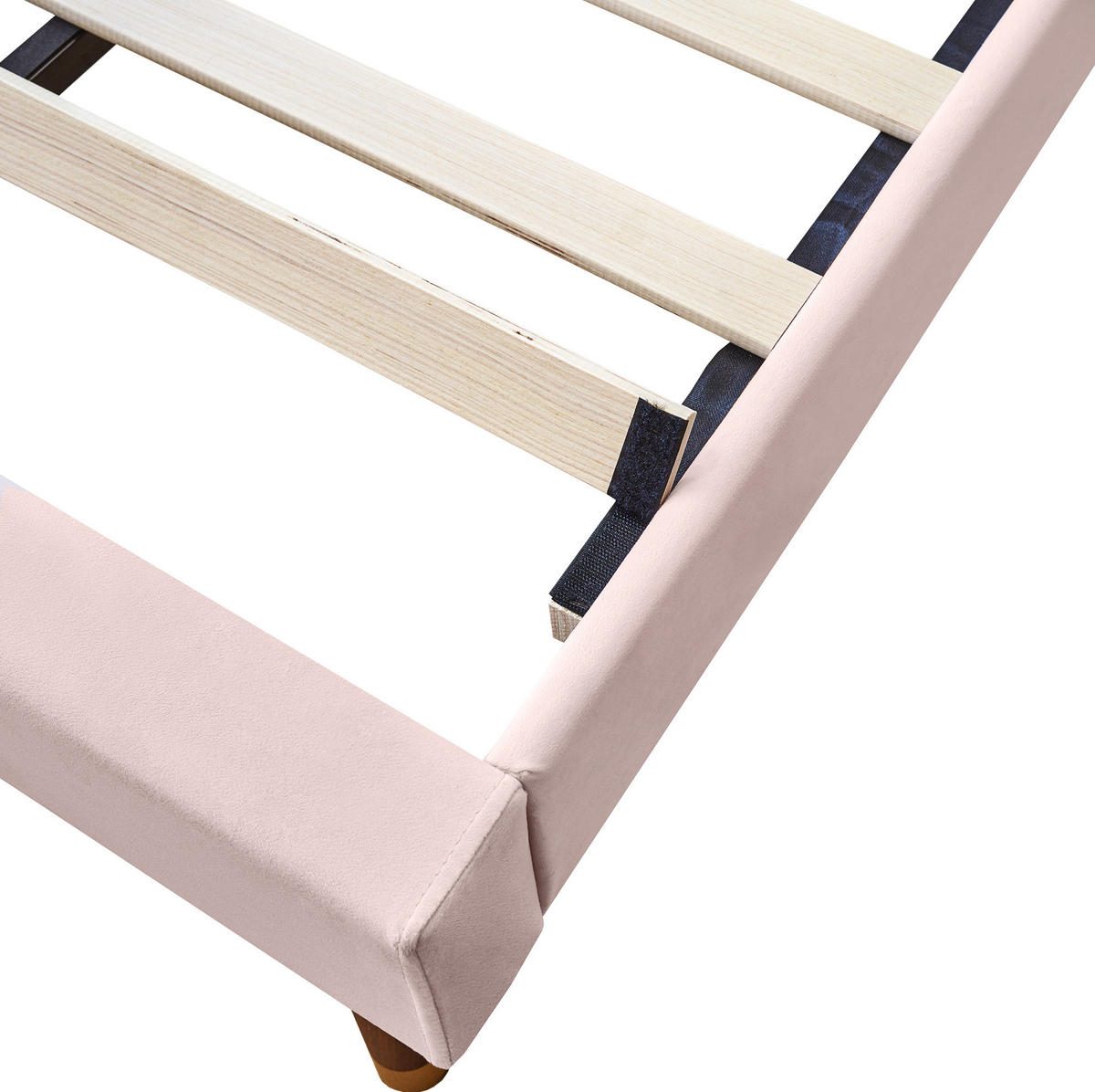 POLSTERBETT aus Samt 90x200 cm in Rosa mit Lattenrost & Kopfteil - Rosa, Textil (90/200cm) - Modfu