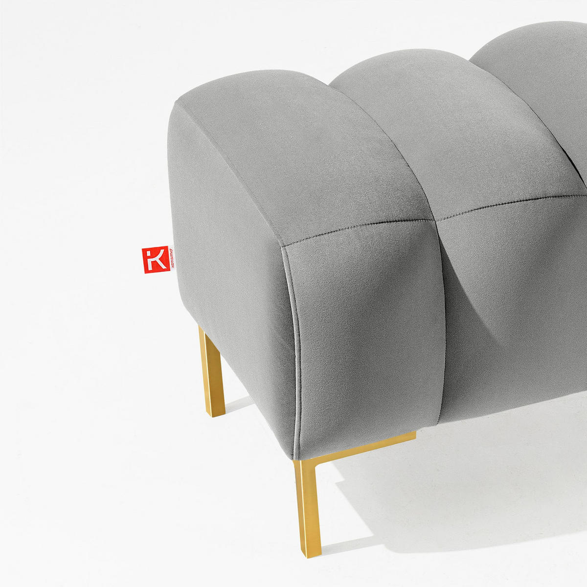 SITZHOCKER Polsterhocker PECCO, Veloursstoff - Goldfarben/Hellgrau, Holz/Textil (120/50/50cm) - KONSIMO®