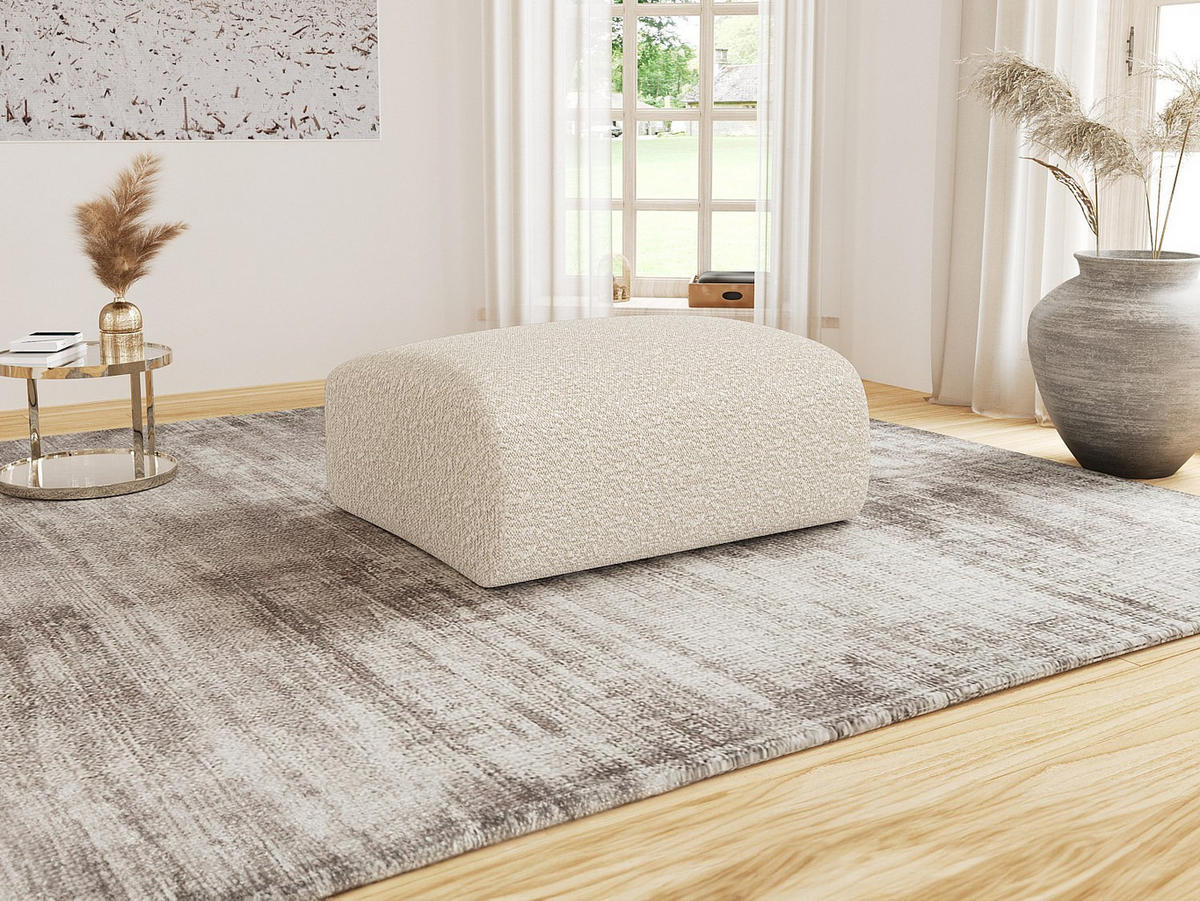 SITZHOCKER - 1 Person - Stoff - Weiß - POGNI - Weiß, Textil (75/45/75cm) - Vente-Unique