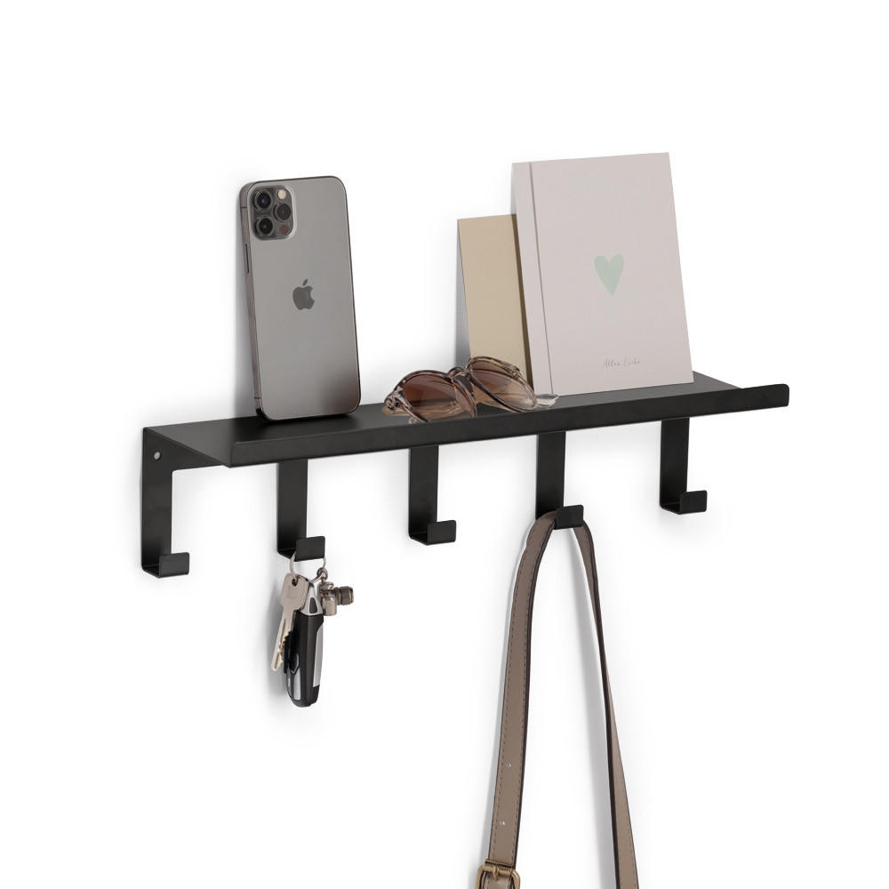 WANDGARDEROBE Metall Nordic Space 40/10/11 cm - Schwarz, Metall (10/10/40cm) - ZELLER