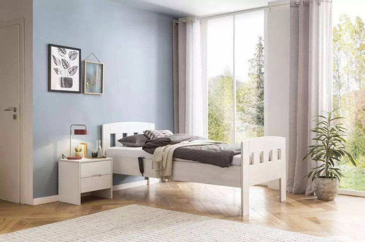 SENIORENBETT Buche Massiv Comfort 02 / 100 x 200 cm / buche-wenge-lackiert / mit Nachtkonsole - Wengefarben, Holz (100/200cm) - BED BOX