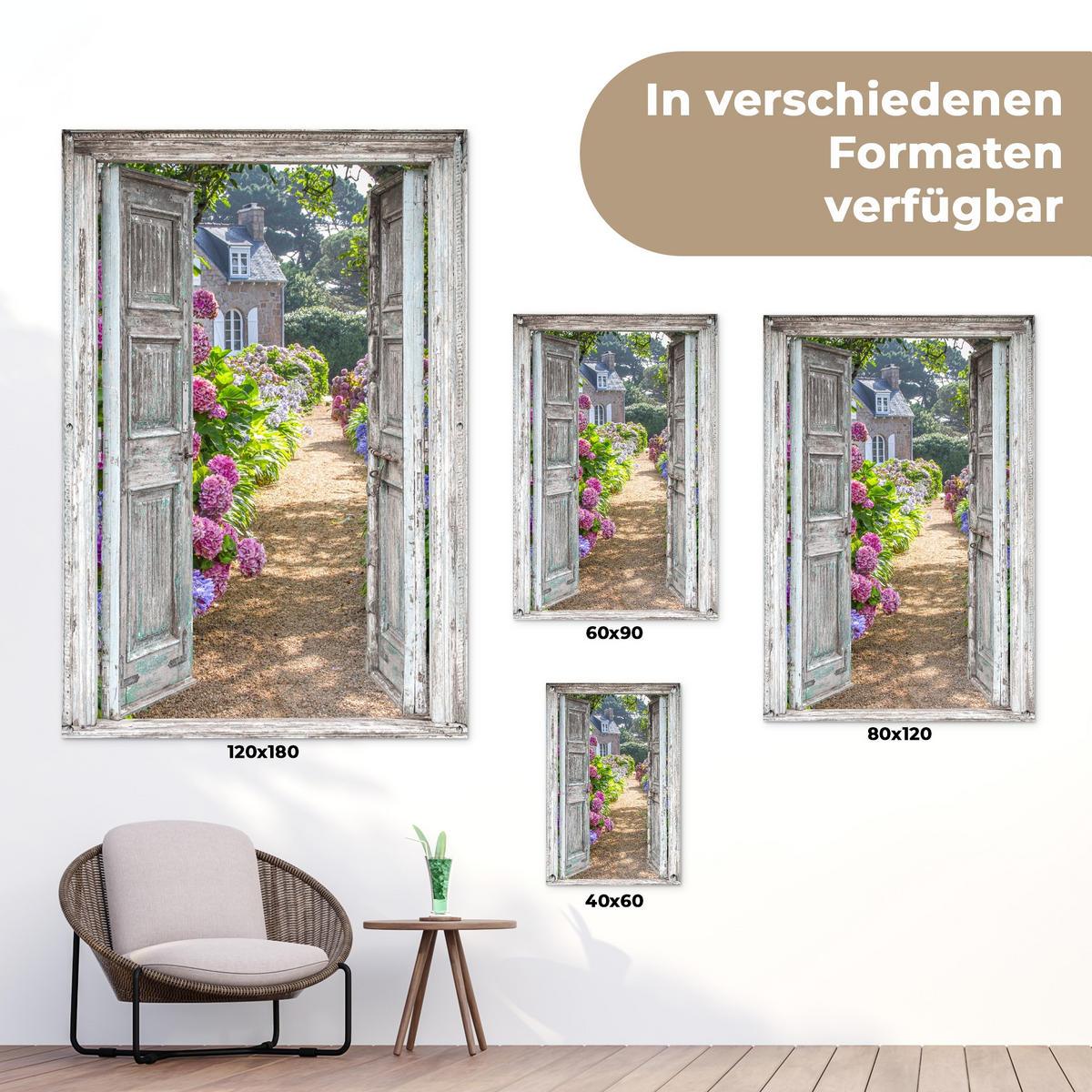 ZAHRADNÍ PLAKÁT Průhledné - Hortenzie - Květiny 80x120 cm - světle šedá, plast (80/120/0.2cm) - OnlyWow