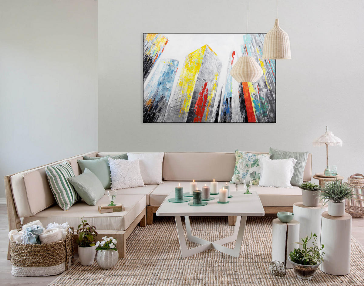 OLEJOMAĽBA 120/80 cm, More a pláž - sivá, drevo/textil (120/80cm) - KUNSTLOFT