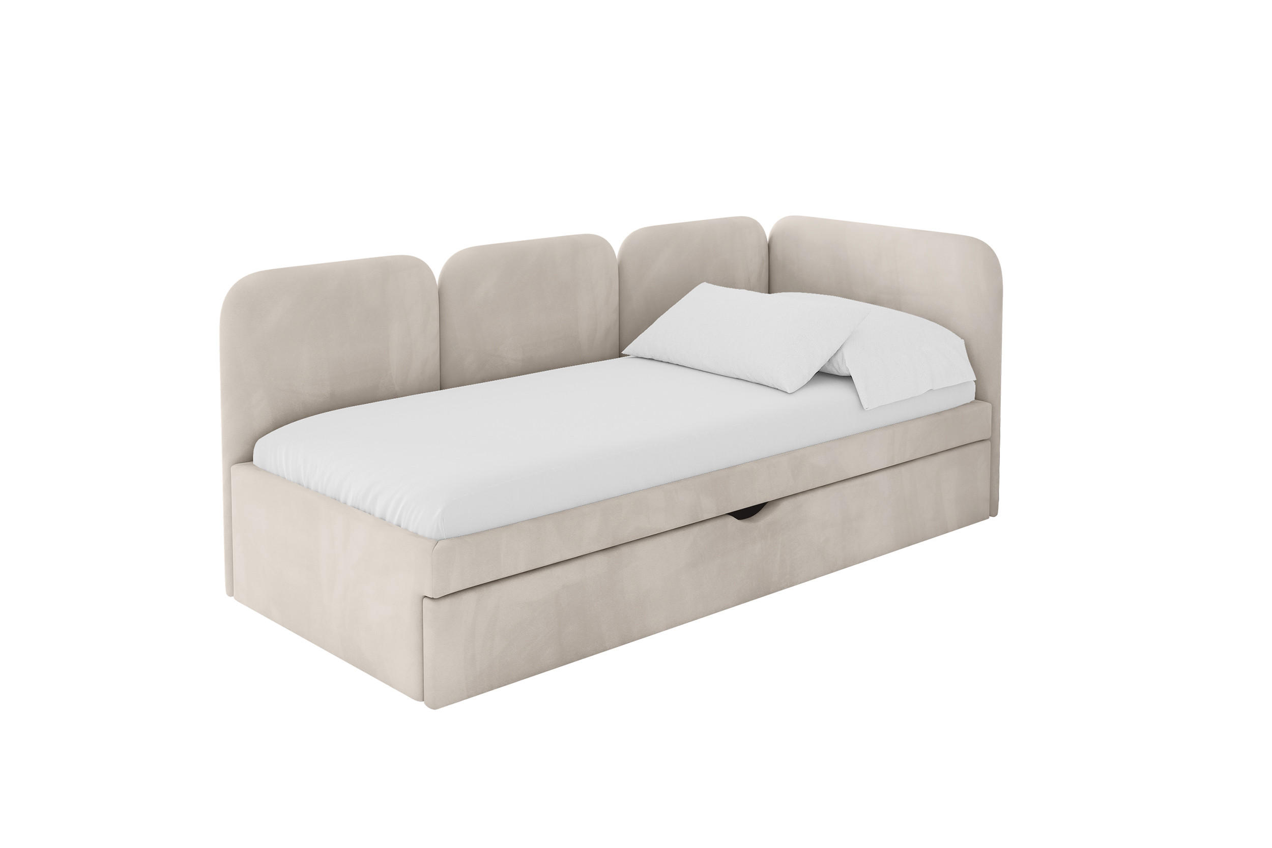 ALTDECOR JEDNOLŮŽKOVÁ POSTEL pro mládež s úložným prostorem a matrací H3/H4, vlevo - ALVY 90x200 béžová