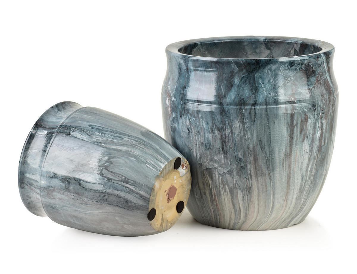 BLUMENTOPF Neva Marble 2er Set Blau 30,5x30,5x30,5/20,5x20,5x23 cm Keramik - Blau, Keramik (30.5/30.5cm) - Mondex