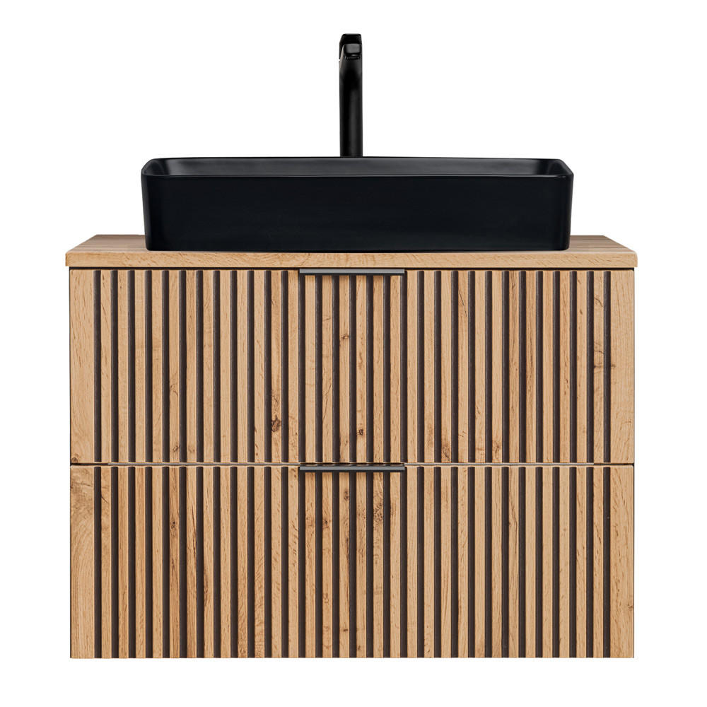 WASCHBECKENSCHRANK Xanten-56 - Braun, Holzwerkstoff (81/70/47cm) - Lomado