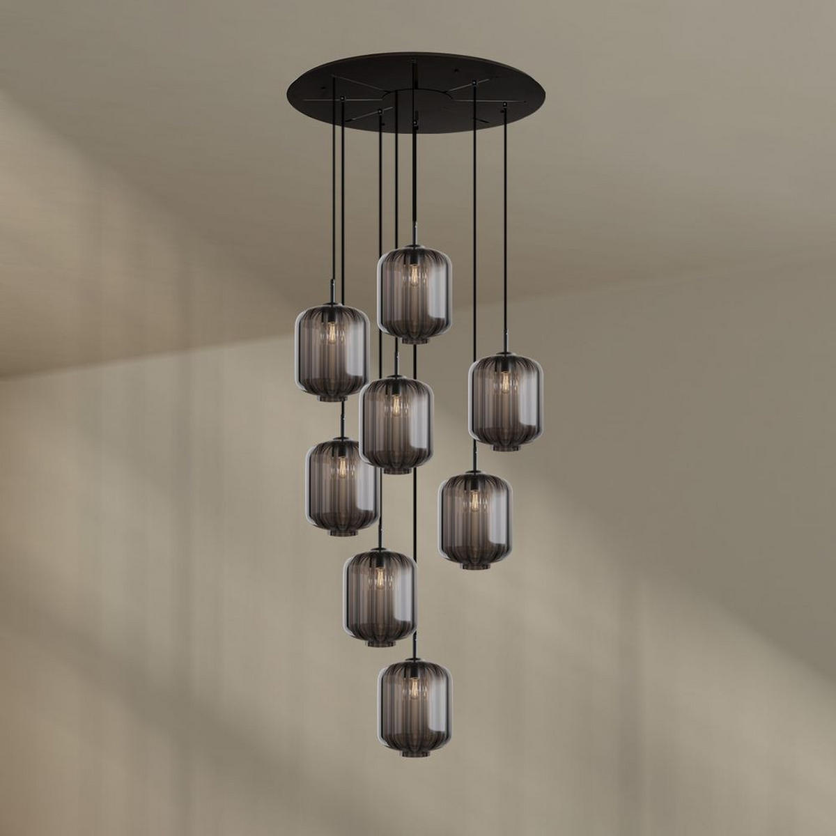 GALERIELEUCHTE Velo 8-flammig Rauch Ø 25cm - Anthrazit/Schwarz, Glas (25/25/27cm) - s.luce
