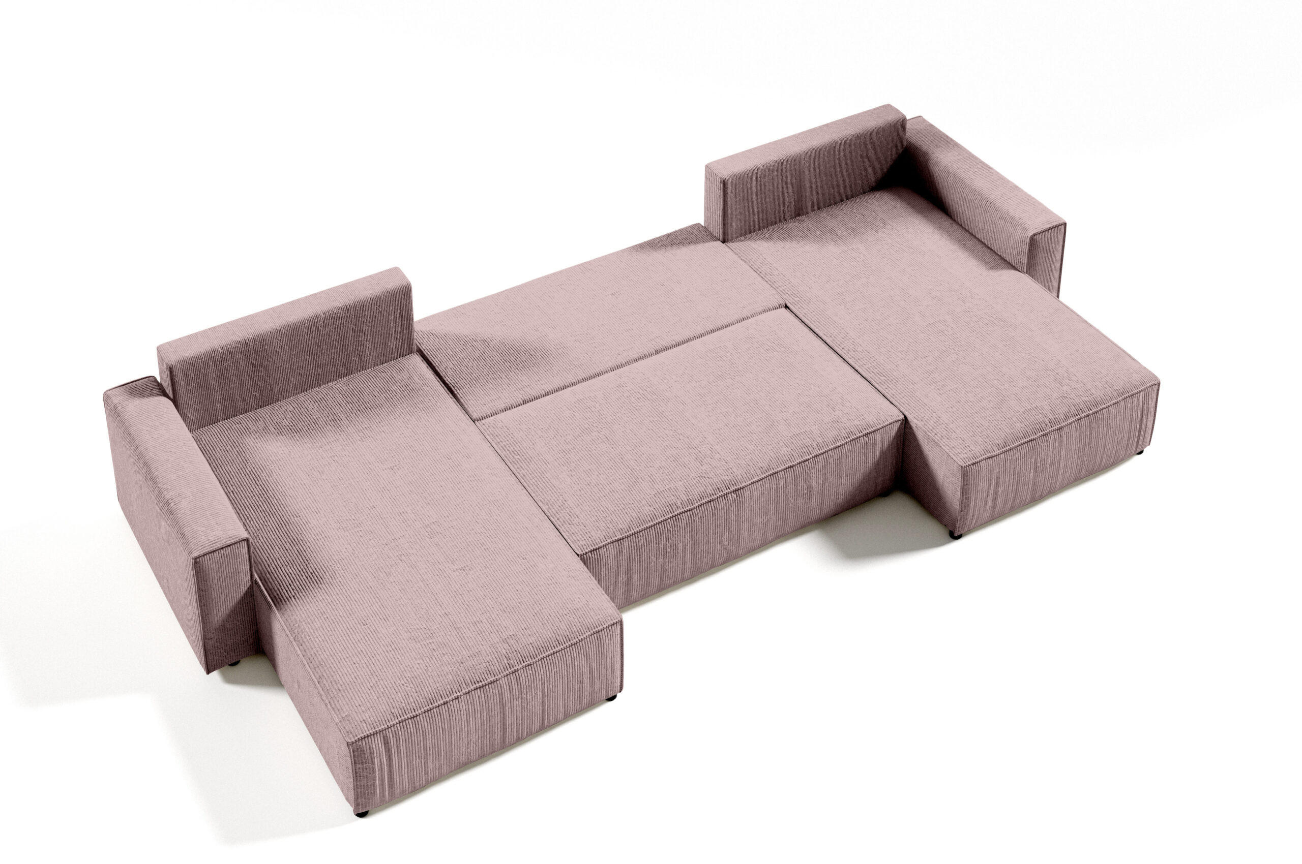WOHNLANDSCHAFT Sekwana U Rosa - Altrosa, Naturmaterialien (185/70/398cm) - Fedve
