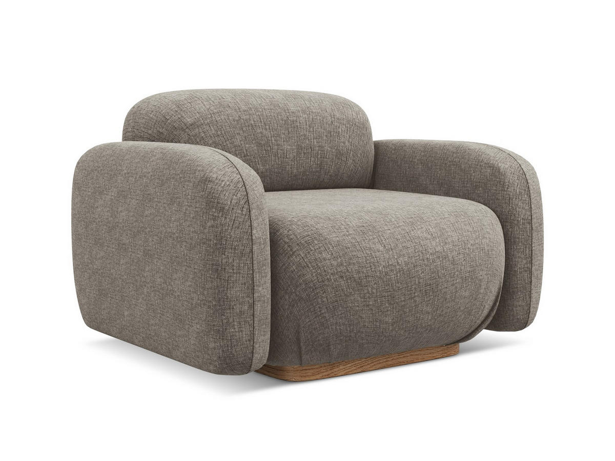 SESSEL Chenille Stoff Grau - Taupe/Braun, Holz/Textil (110/73/95cm) - Makamii