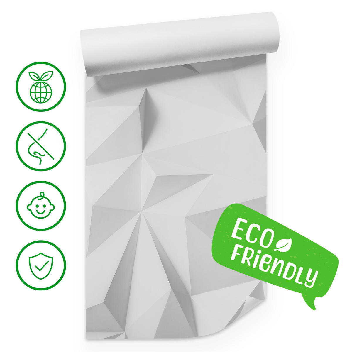 FOTOTAPETE für Büro Moderne Räumlich Abstraktion Minimalismus 350x256 - Weiß/Grau, Papier (350/256cm) - Muralo