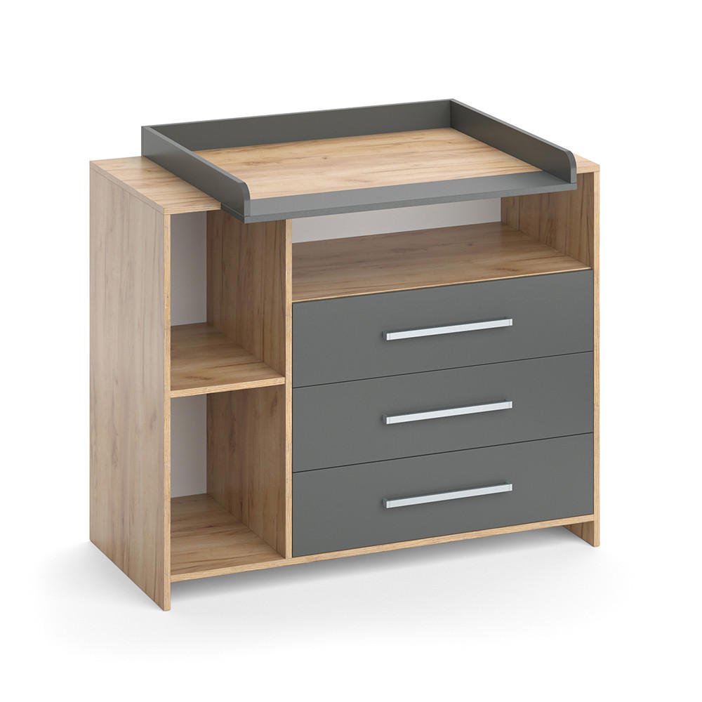 WICKELKOMMODE Oskar Goldkraft Eiche 113 x 100 cm - Anthrazit/Sonoma Eiche, Holzwerkstoff (113/100/53cm) - Vicco