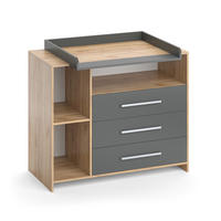 WICKELKOMMODE Oskar Goldkraft Eiche 113 x 100 cm - Anthrazit/Sonoma Eiche, Holzwerkstoff (113/100/53cm) - Vicco
