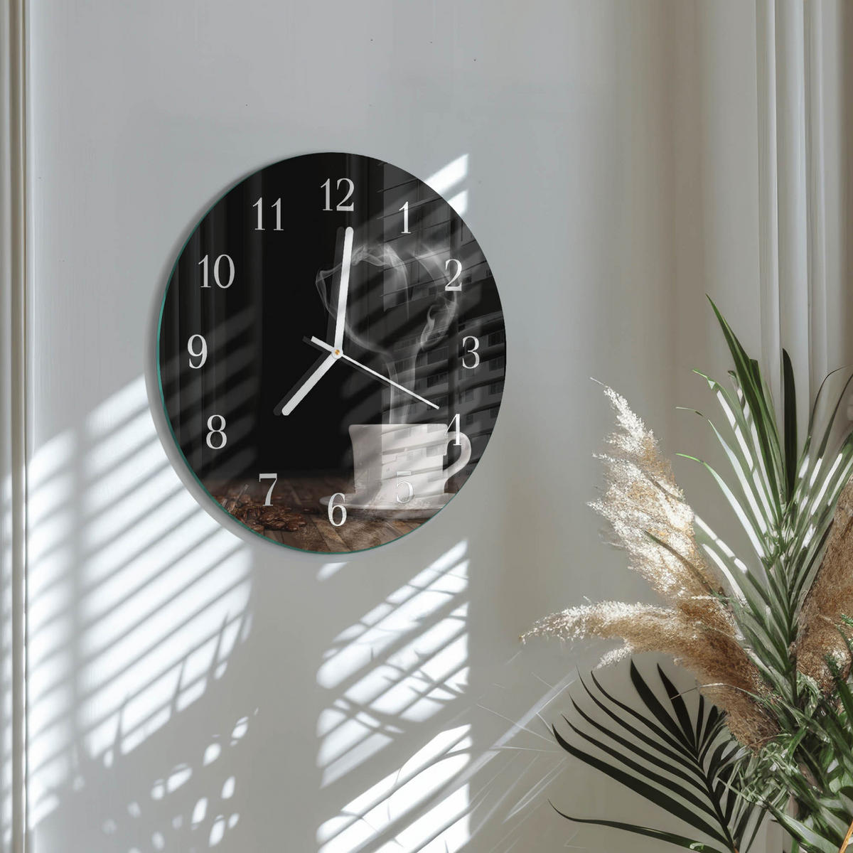 WANDUHR fi30 cm - Kaffee - Braun, Glas (30/30/0.4cm) - TULUP