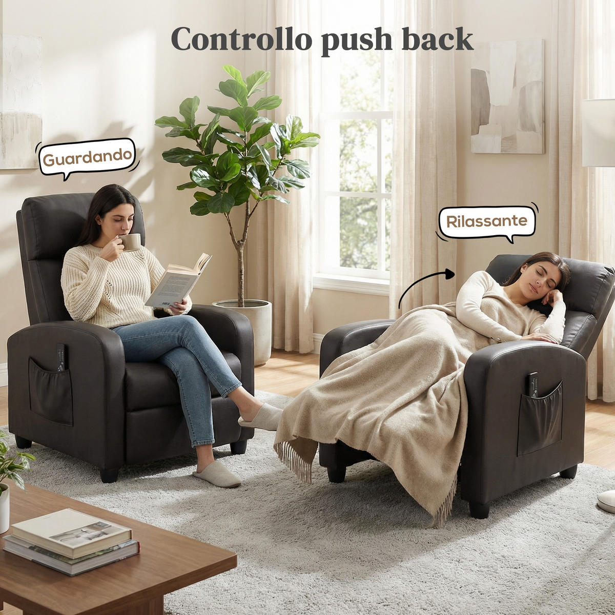 MASSAGESESSEL,8 Programme verstellbare Lehne Fußstütze,braun - Braun, Leder (88/98/68cm) - Vallsero