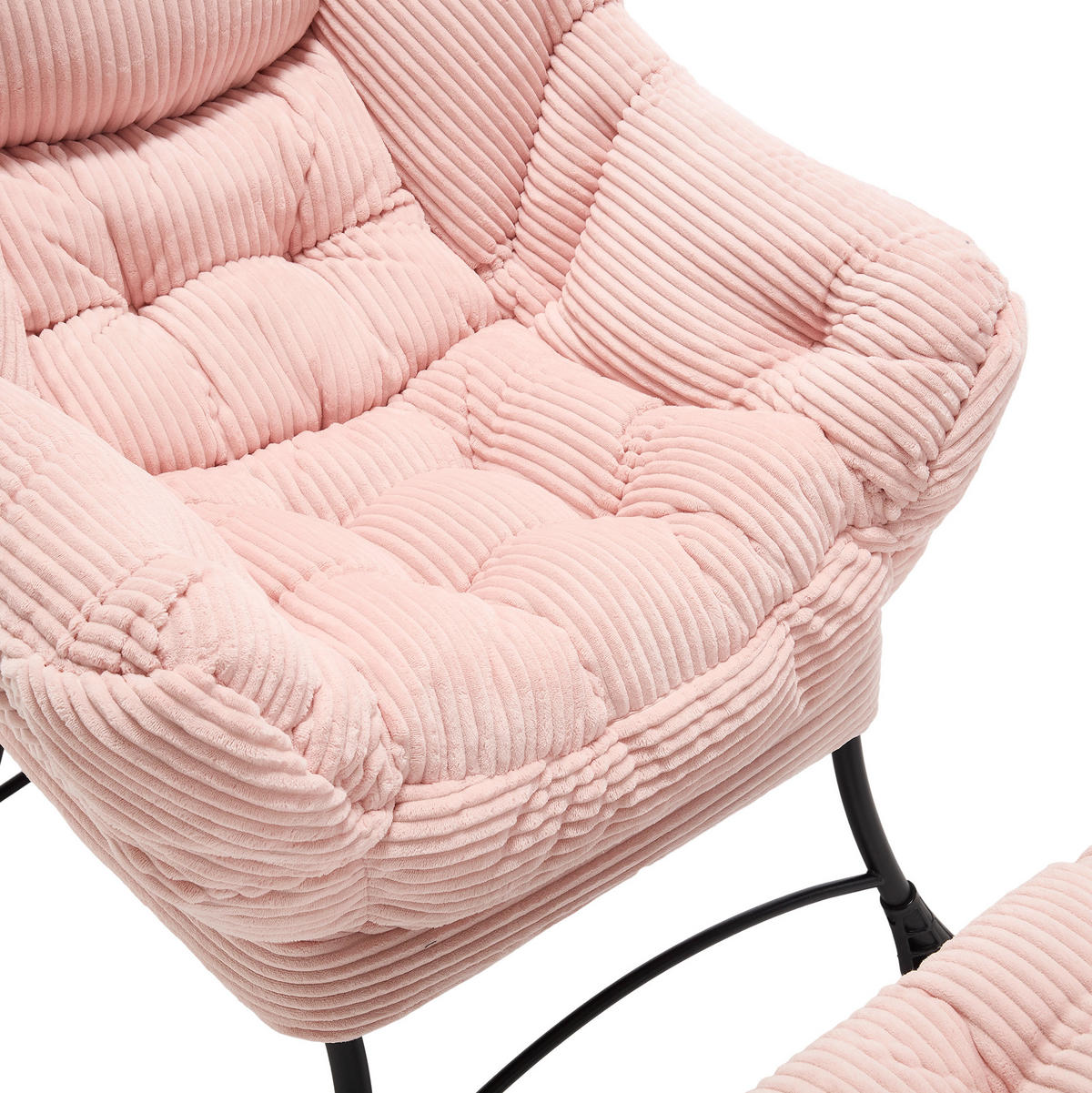SESSELSET 70/64/95 cm in Pink mit Hocker und Seitentasche - Rosa, Textil (69.9/95/64cm) - Flora Grace