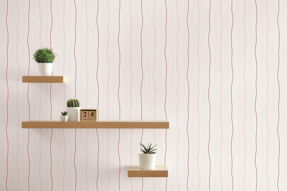 VLIESTAPETE Beige 53/1005 cm - Beige/Rot, Textil (53/1cm) - KUNSTLOFT