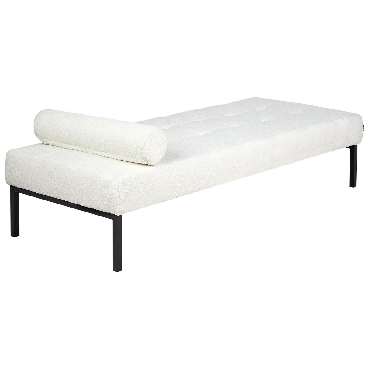 ČALOUNĚNÉ LEHÁTKO CHAISE LONGUE Bouclé Bílé Chinon - bílá/černá, textil (178/41/73cm) - Beliani