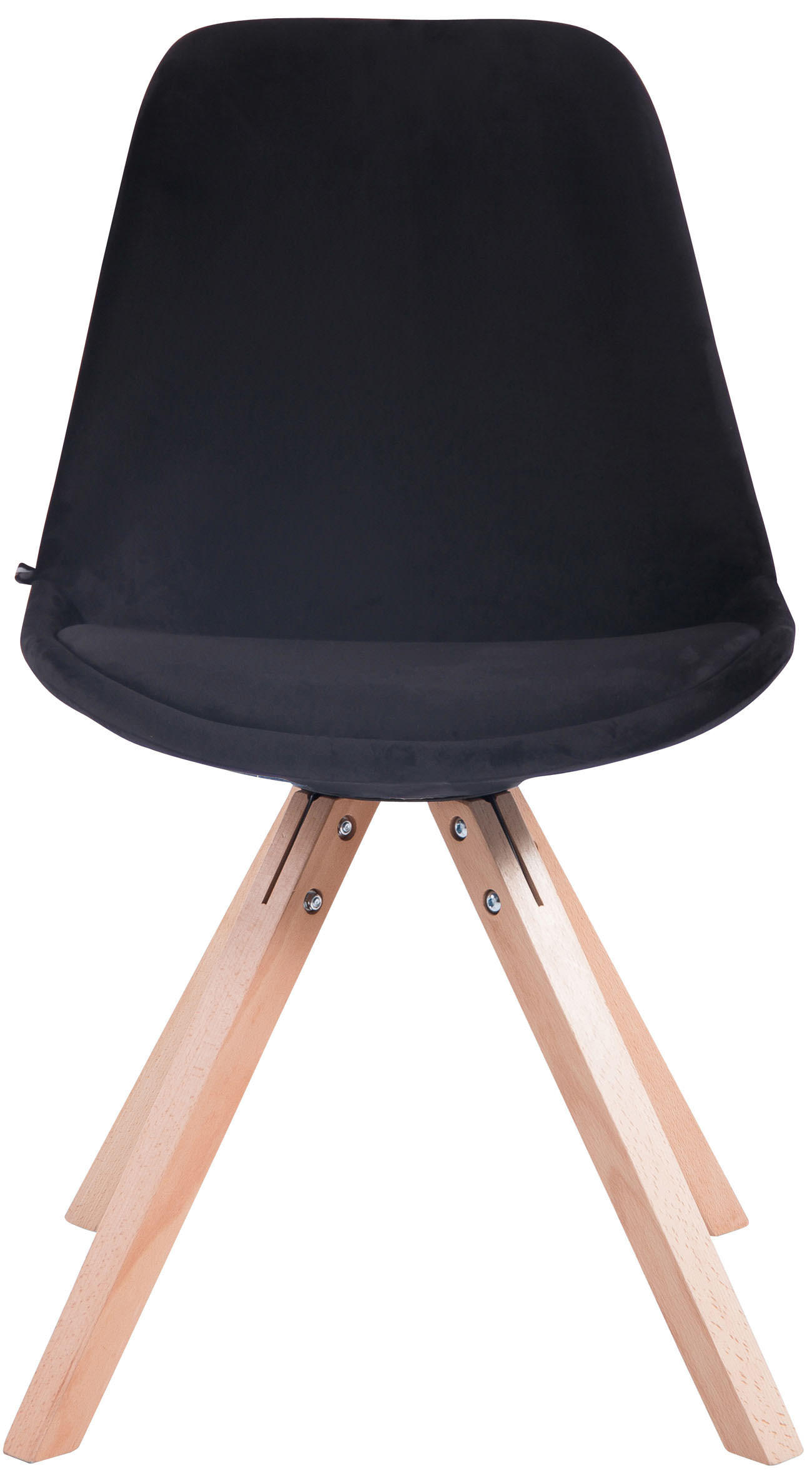 BESUCHERSTUHL Toulon Samt, Gestell Buchenholz Natura Square Schwarz - Schwarz/Naturfarben, Holz/Buchenholz (48/83/56cm) - TPFLiving