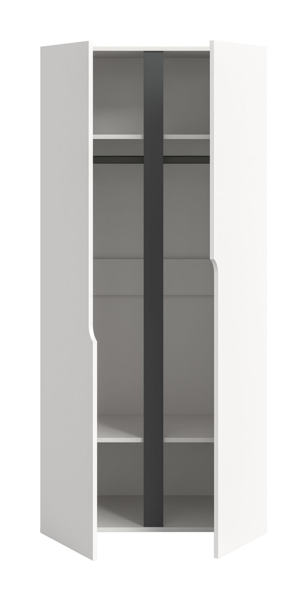 KLEIDERSCHRANK 2-türig ANGA (B/H/T: ca. 80/180/51 cm) in weiß/weiß - Weiß, Holzwerkstoff (80/180/51cm)