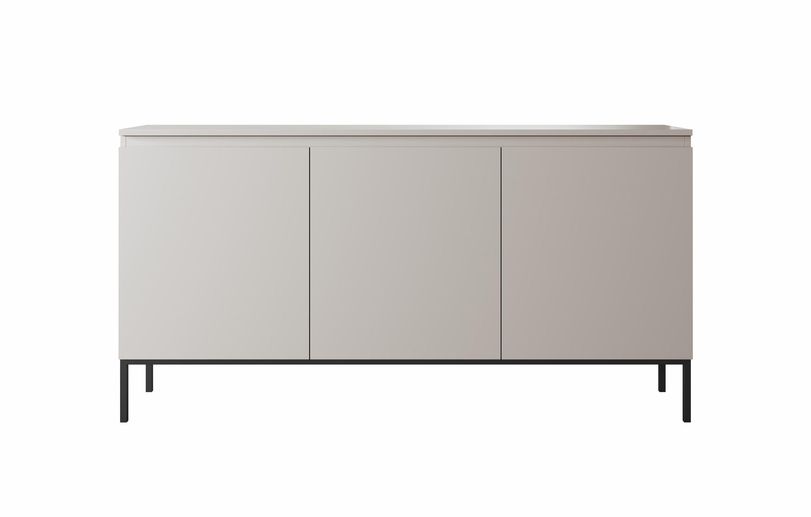 SIDEBOARD Bemmi Beige mit schwarzen Beinen 3-türig 150 cm - Beige/Schwarz, Holzwerkstoff/Metall (150/71.5/35cm) - Selsey
