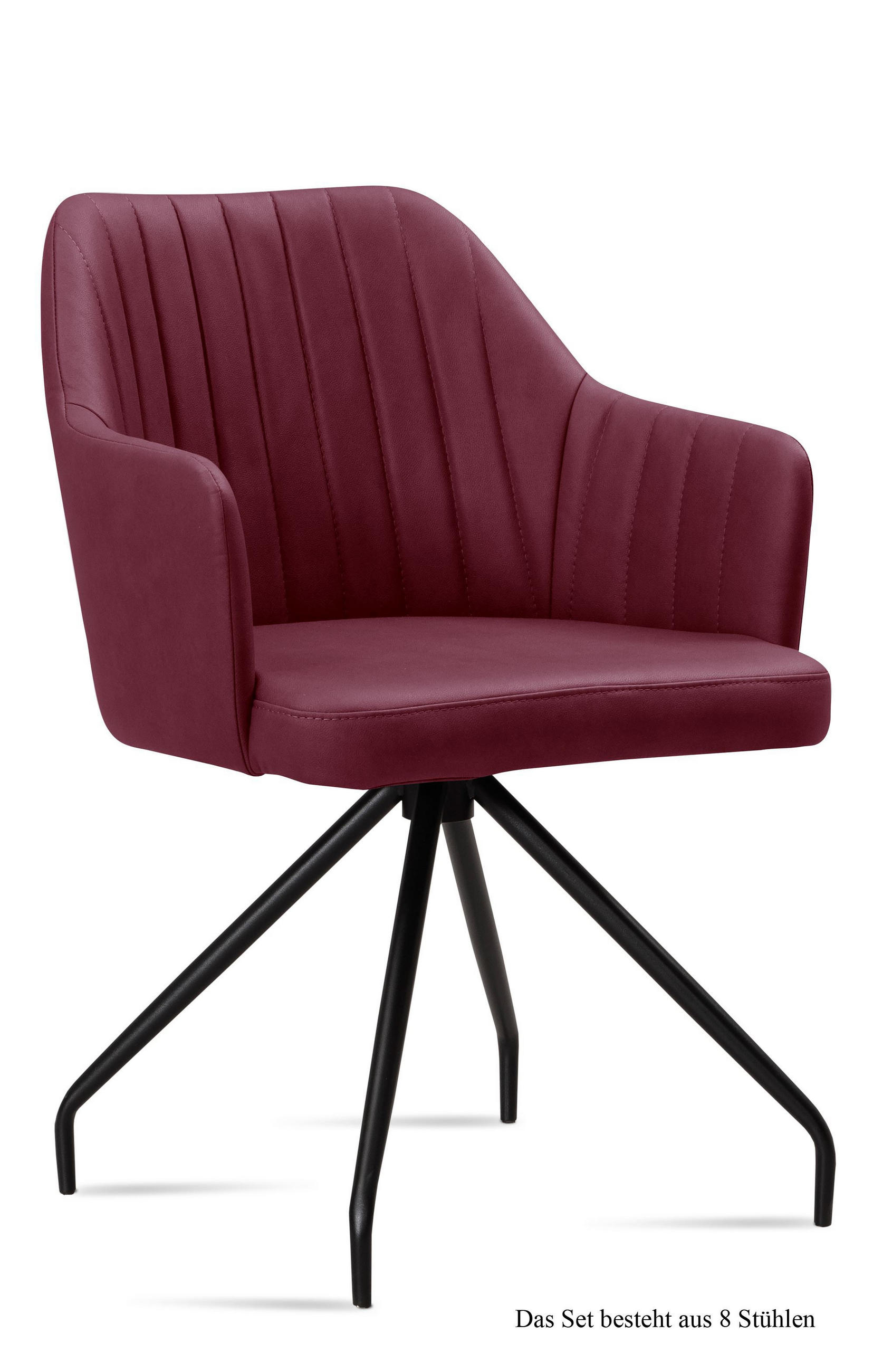 ARMLEHNSTUHL (8er-Set) Dinara 58x81x60 Schwarz/Marsala - Brombeere/Schwarz, Kunststoff (60/81/58cm) - 58aufmkessel