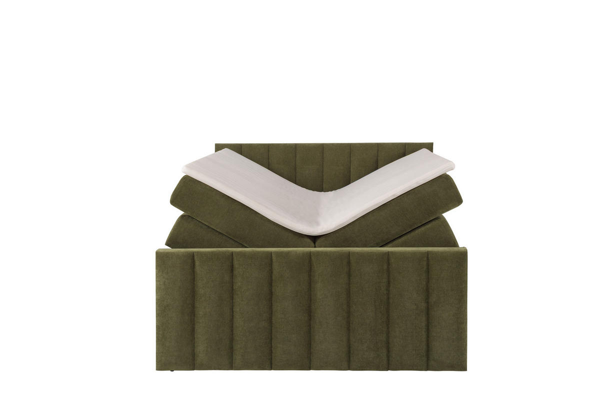 BOXSPRINGBETT VELTRA mit Topper und Bettkasten, Grün, 160x200 cm - Grün, Textil (160/200cm) - KS Home Concept