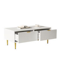 COUCHTISCH aus MDF 100x50x40 cm Weiß/Gold mit 2 Schubladen - Weiß, Holzwerkstoff (100/50/40cm) - IVMEU
