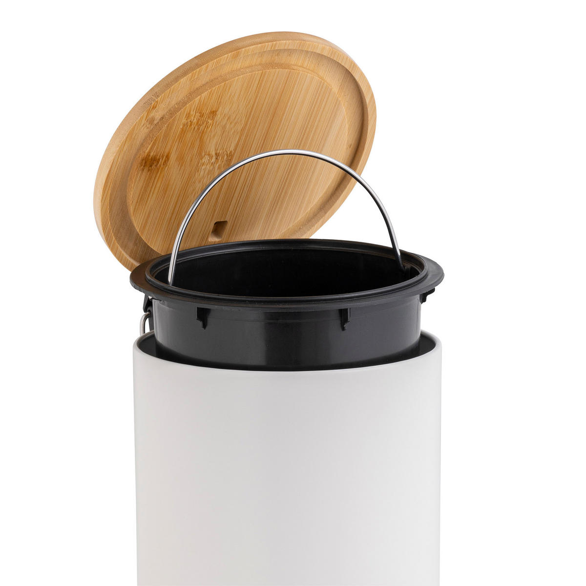 MÜLLEIMER Soft-Close Bambus 3 l Mobelle - Weiß, Metall (21/27/17cm) - Douceur d´intérieur
