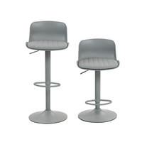 BARHOCKER Grau 2er-Set höhenverstellbar mit Rückenlehne und Fußstütze - Grau, Metall (43/80/44cm) - PANGIVO