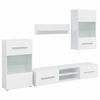 FÜNFTEILIGE WOHNWAND TV-SCHRANK MIT LED-BELEUCHTUNG WEISS - Schwarz/Weiß, Holz (30/35/140cm) - vidaXL