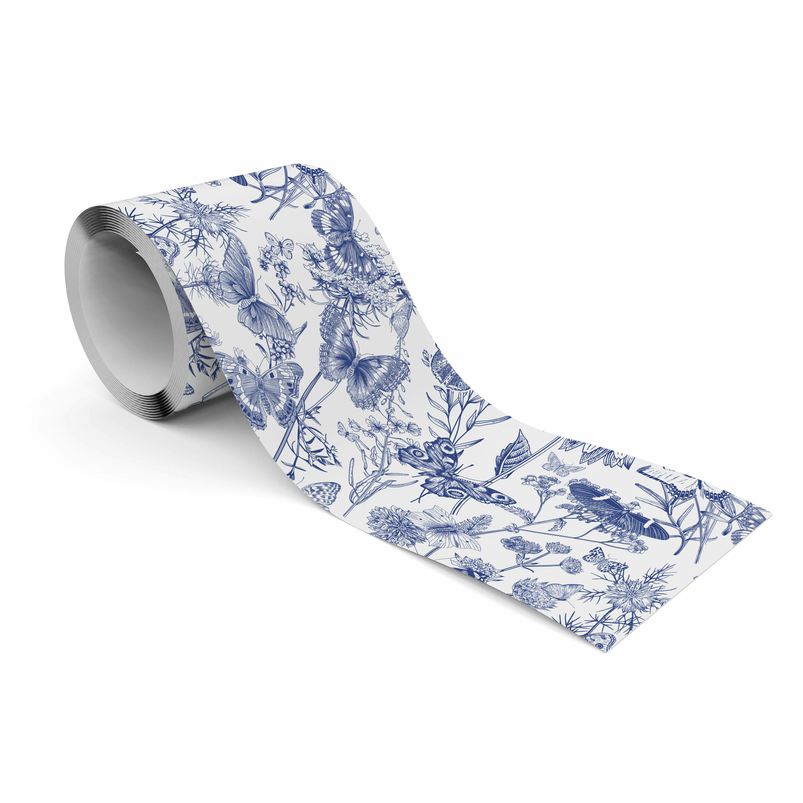 TAPETENBORDÜRE selbstklebend Blumen Schmetterlinge Pflanzen - Blau/Beige, Papier (10/300/300cm) - Muralo