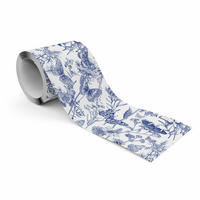 TAPETENBORDÜRE selbstklebend Blumen Schmetterlinge Pflanzen - Blau/Beige, Papier (10/300/300cm) - Muralo