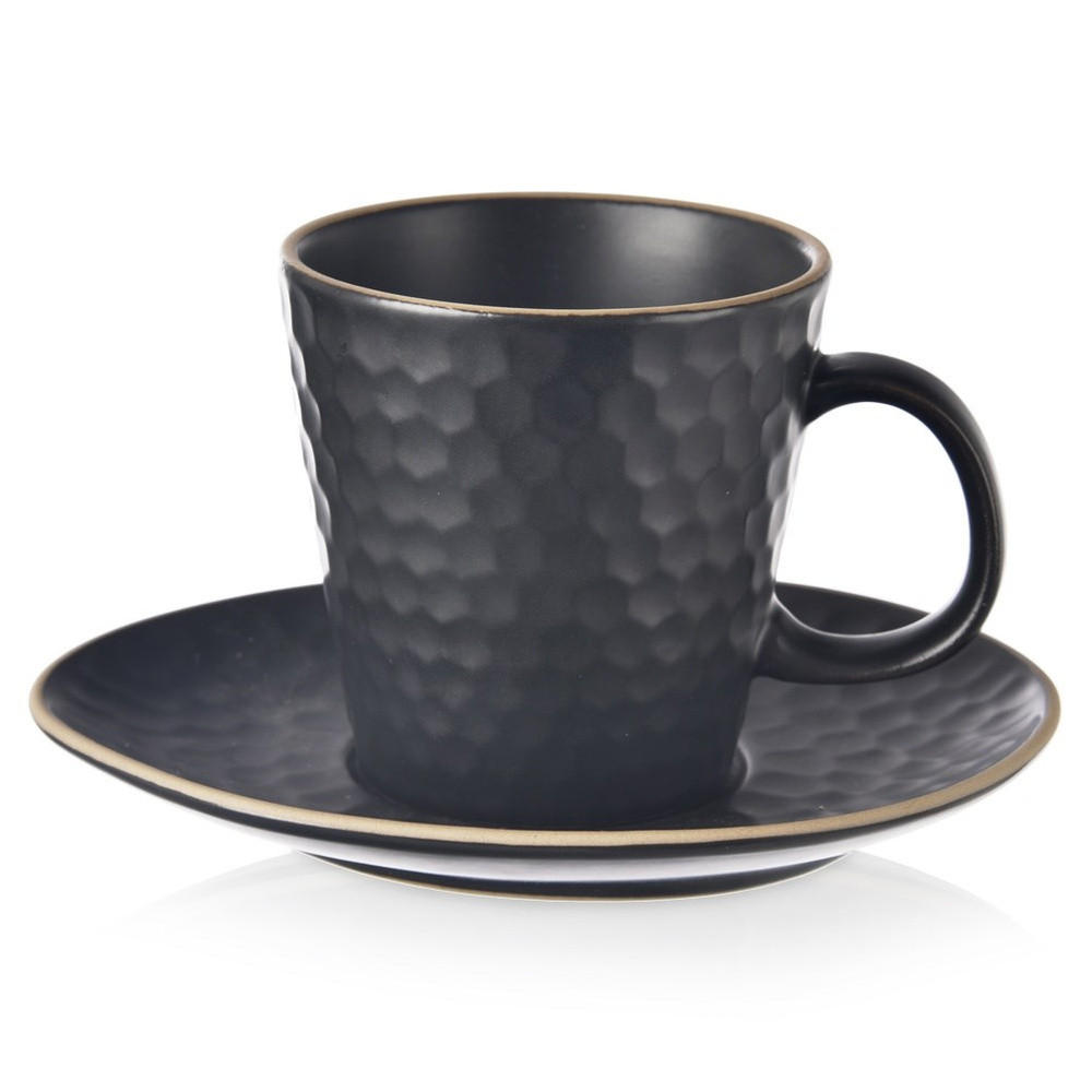 ESPRESSOTASSE MIT UNTERTASSE TEA TIME, Steinzeug, schwarz, 95 ml - Schwarz, Keramik (0.095L) - Orion 