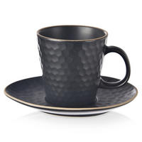 ESPRESSOTASSE MIT UNTERTASSE TEA TIME, Steinzeug, schwarz, 95 ml - Schwarz, Keramik (0.095L) - Orion 