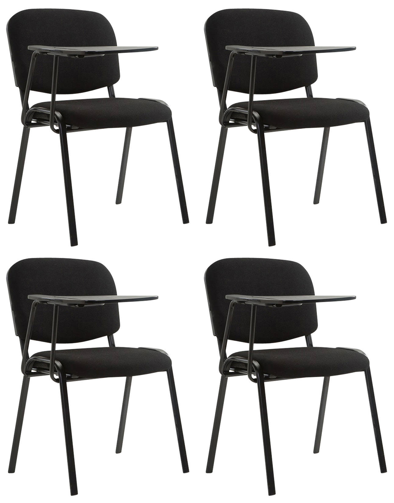 BESUCHERSTUHL 4er Set Stoff schwarz - Schwarz, Textil/Metall (53/81/71cm) - CLP