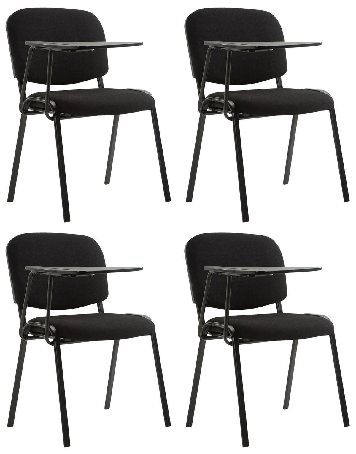 BESUCHERSTUHL 4er Set Stoff schwarz - Schwarz, Textil/Metall (53/81/71cm) - CLP
