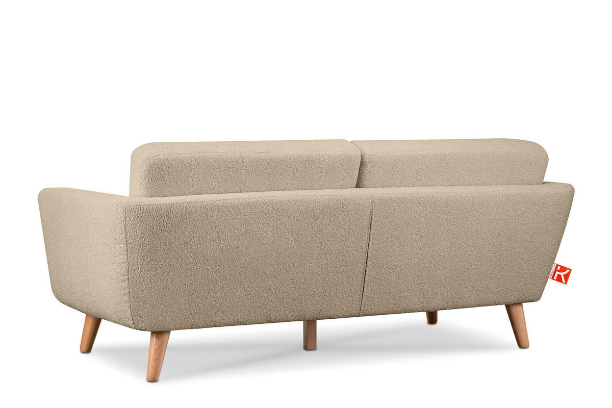 3-SITZER-SOFA TAGIO mit Armlehnen, Beige - Beige/Braun, Buchenholz/Textil (88/80/190cm) - KONSIMO®