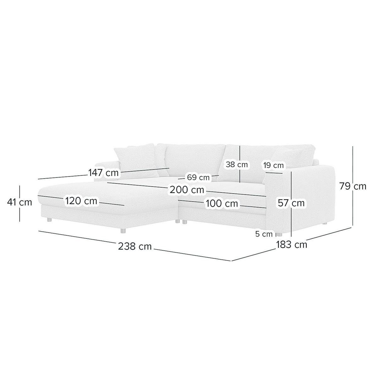 ECKSOFA mit Longchair - Schwarz/Grün, Textil (238/183cm) - home24