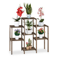 BLUMENREGAL - Dunkelbraun, Holz (95/86/29cm) - Relaxdays