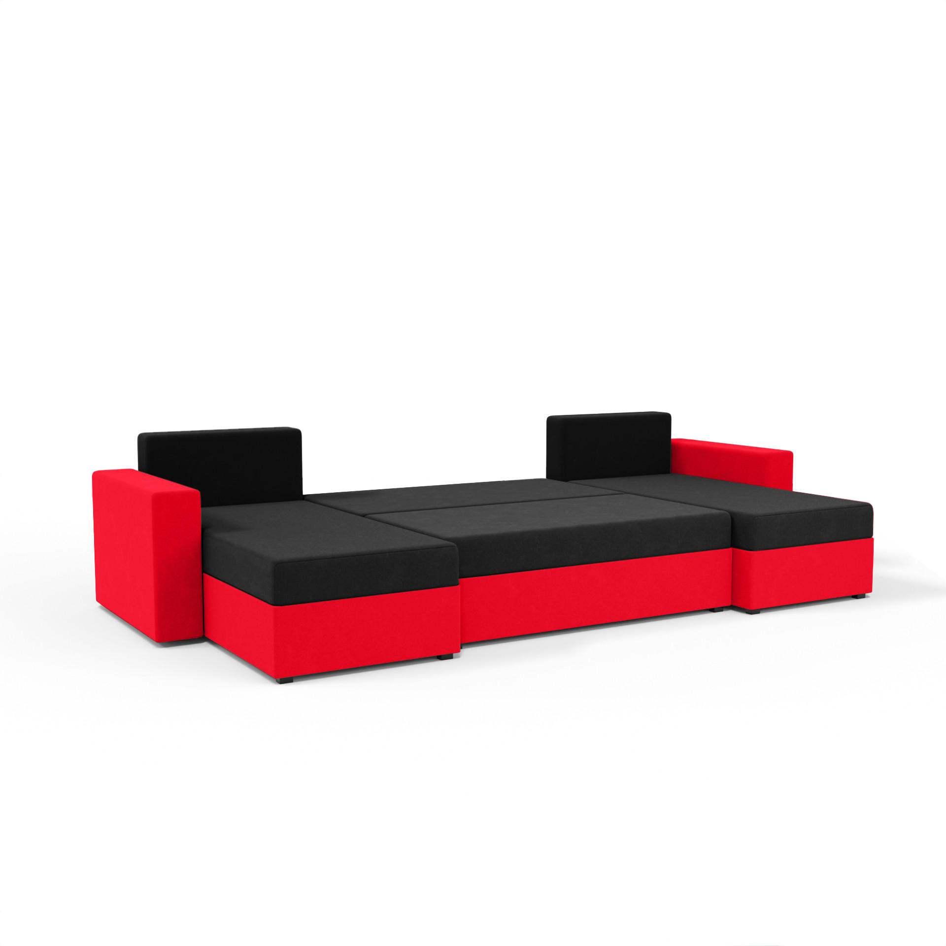 WOHNLANDSCHAFT mit Schlaffunktion Radlach, Schwarz+Rot - Rot, Textil (298/85/207cm) - Fedve