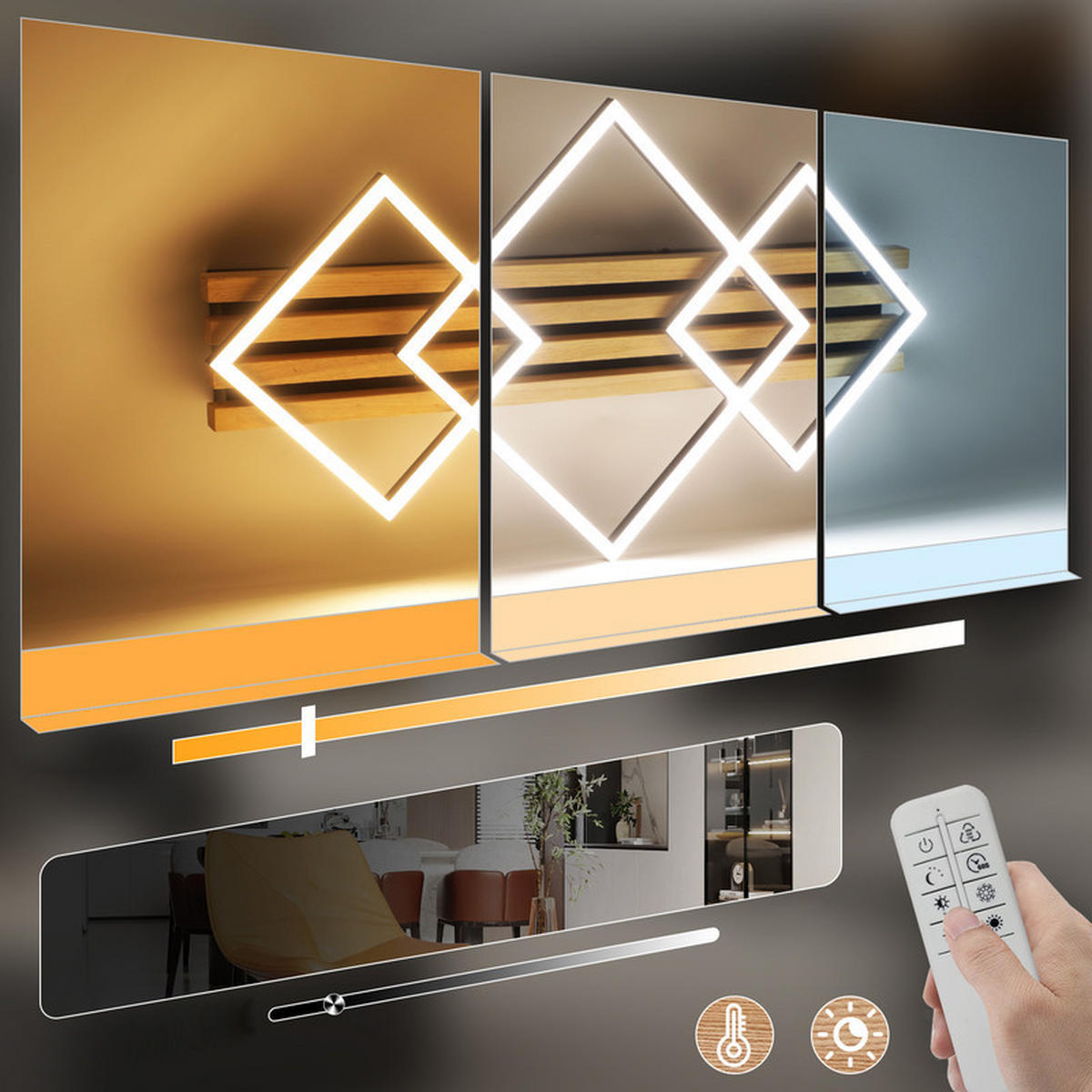 LED-DECKENLEUCHTE Elisabeth II 8.8/71.6/41.6cm - Eschefarben, Holz (8.8/71.6/41.6cm) - Nettlife