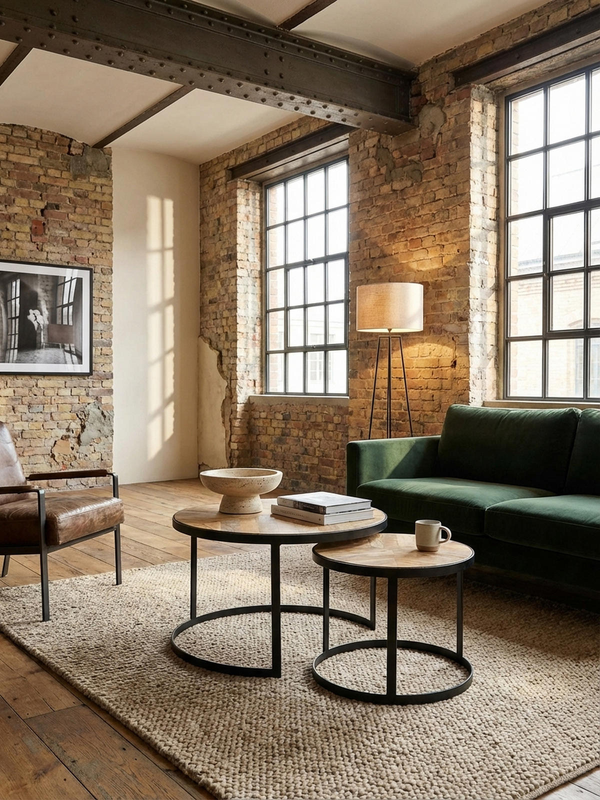 COUCHTISCH 2er Set Massivholz Metall Platzsparend Handgefertigt ESINO, Beige 60x60x40 cm - Beige/Schwarz, Holz/Metall (60/60/40cm) - KADIMA DESIGN