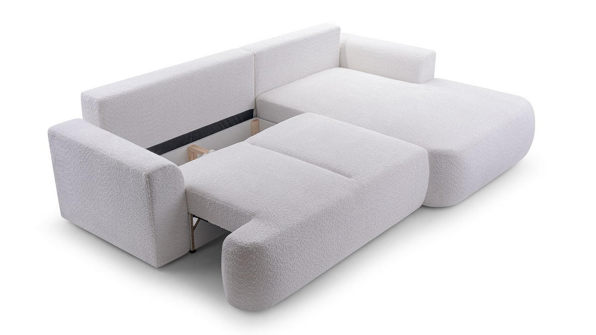 ECKSOFA VELOS Schwarz L - Rechts Bouclé - Schwarz, Kunststoff/Textil (260/168cm) - Luxkor24