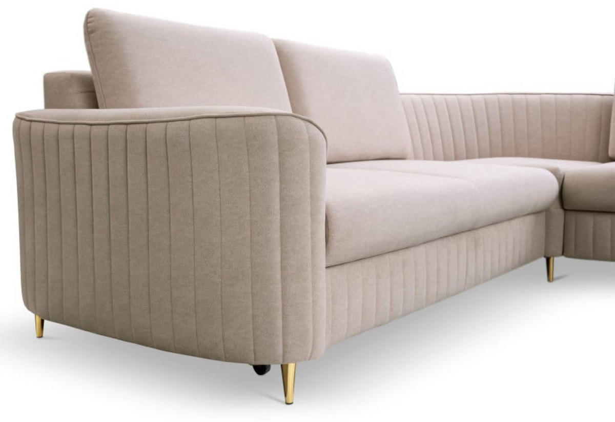 ECKSOFA Beige LOREN Mit Schlaffunktion Und Bettkasten - Beige, Textil (251/251cm) - Sepro Meble