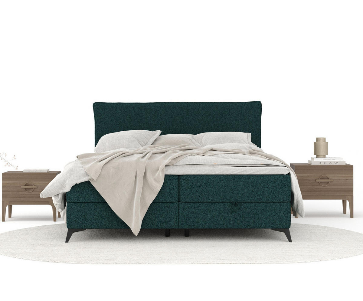 BOXBETT Peru Grün 140/200 cm im Webstoff - Schwarz/Grün, Holz/Holzwerkstoff (140/200cm) - Maison de Reve