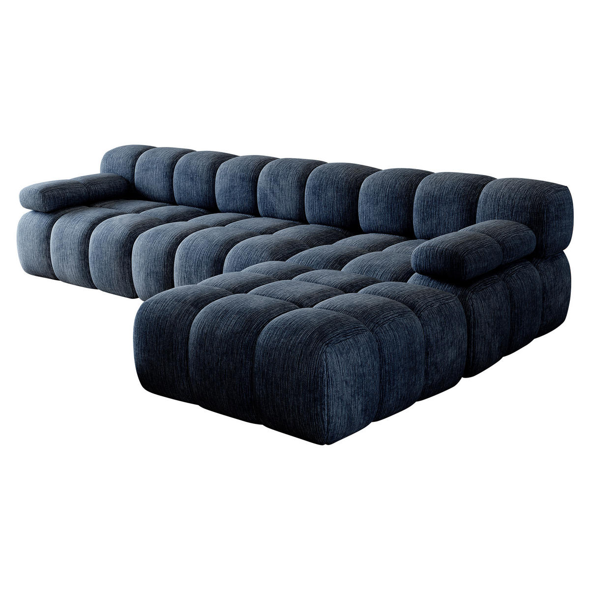 ECKSOFA 300/200/68 cm Blau Stoff mit 1 Fußhocker - Blau, Textil (200/300cm) - Oxeza