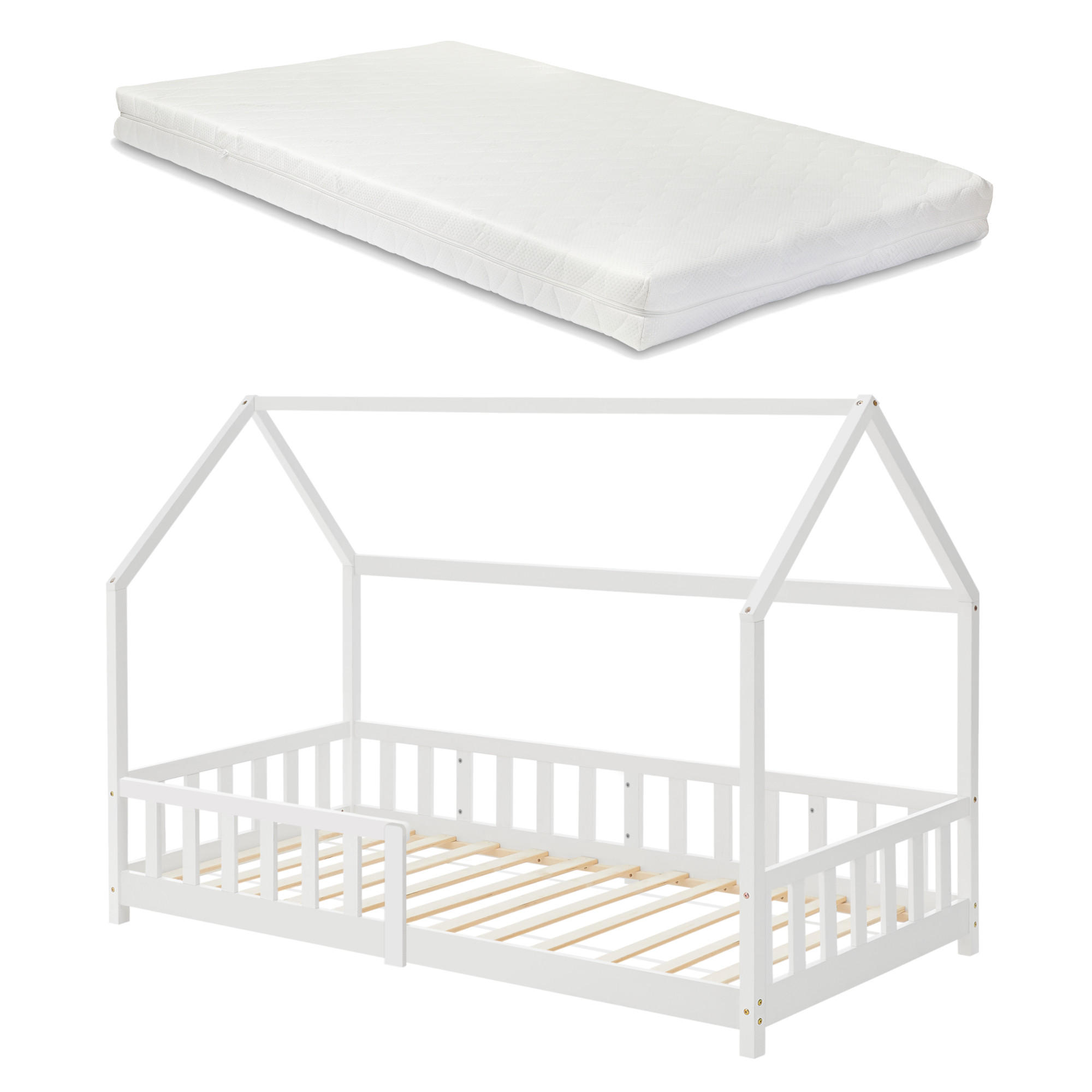 [en.casa] Hausbett Weiß 90x200 cm